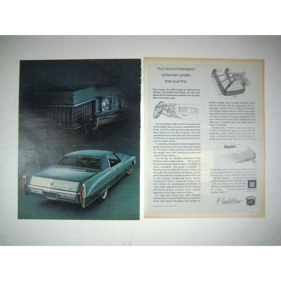 Vintage 1971 Cadillac Advertisement Print AD Classic Car 2 page ad - Picture 1 of 2